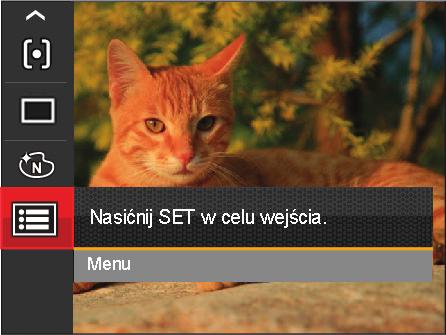 Menu ustawień wykonywania zdjęć Tryb: 1. W trybie wykonywania zdjęć nacisnąć przycisk oraz nacisnąć przycisk strzałki do góry/w dół, aby wybrać.