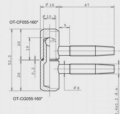 ZAWIASY DO DREWNA OT 055 Ø16 OT-CF055-160* OT-CG055-160* OT-CF055-160H104 Ø 16 + Galw.