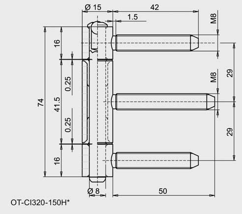 na żółto 40 / 160 OT-CI320-150H108 Ø 15 + Galw.