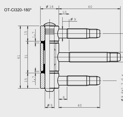 BĘBENKOWE ZAMKI ZAWIASY OT-CI320-180H104 Ø 18 + Galw.