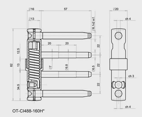 na żółto Prawy 25 / 100 OT-CI488-160H106 Ø 16 + Galw.