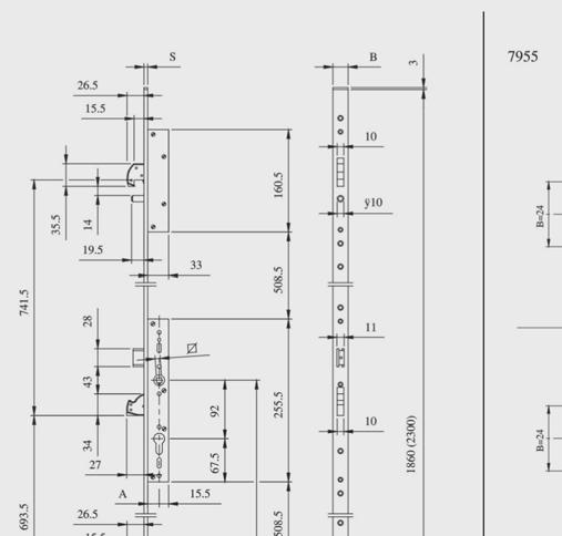 IS 7955 RYGLE HAKOWE ZAMKI DO ALUMINIUM multiblindo KLAMKI UCHWYTY ZAWIASY 7 AKCESORIA BLACHA ZAMEK MULTIBLINDO MODUŁ PODSTAWOWY RYGLE 2 szt.