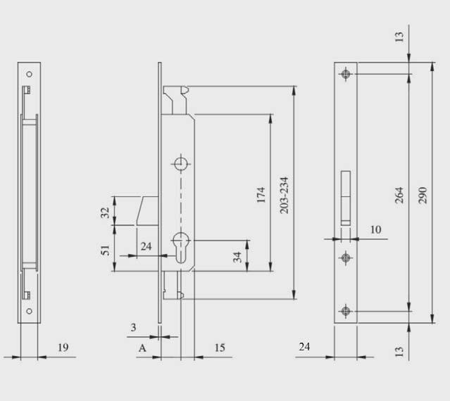 IS 781 IFZ Zamek wpuszczany jednopunktowy do metalu 85 mm na wkładkę Czoło zamka: 24x3 mm