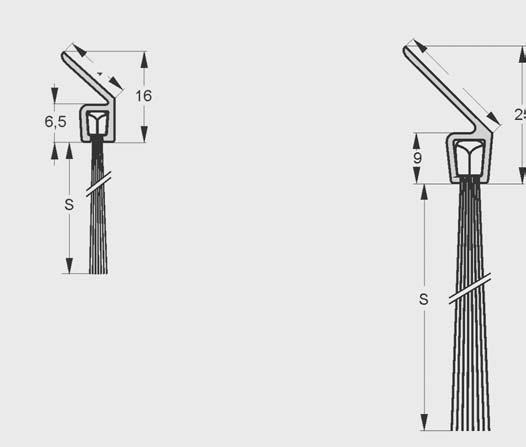 PROFIL Y USZCZELNIENIA PROGOWE stribo pro Długość szczotek Model S=14 K5-Y3-14 S=24 K5-Y3-24 S=34 K5-Y3-34 Długość szczotek