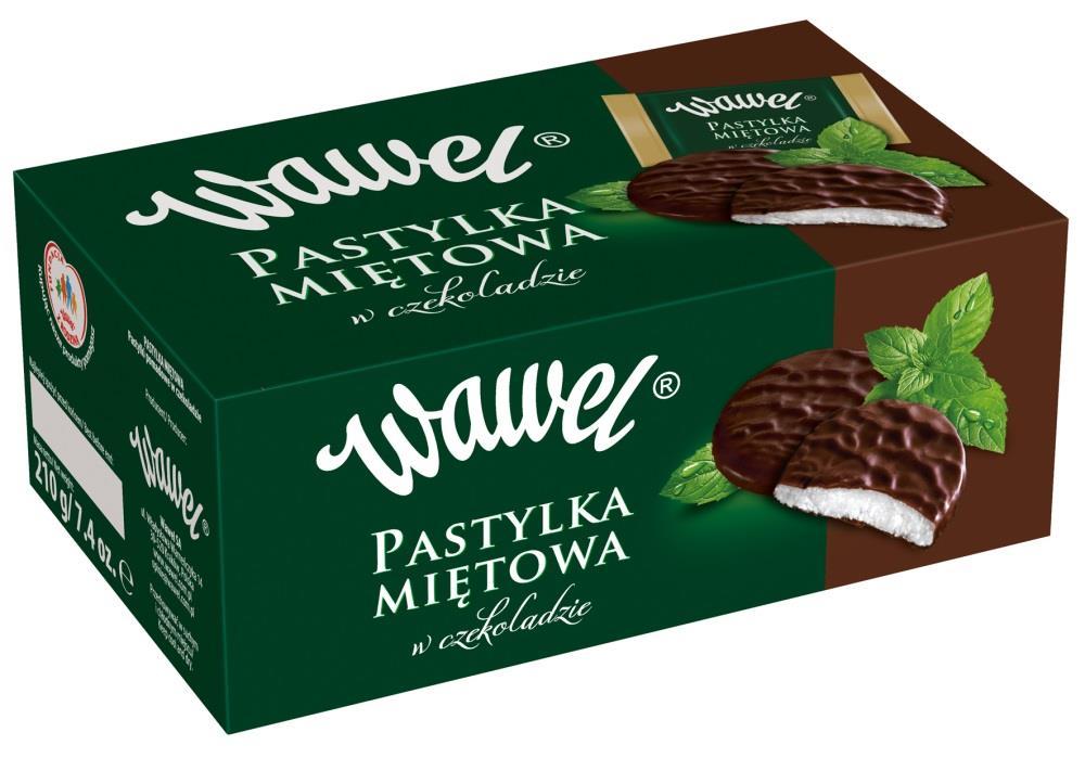 17. Pastylka Miętowa Składniki: oprócz tłuszczu kakaowego czekolada zawiera tłuszcze roślinne.