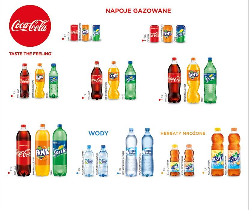 0 85 Napój gazowany Coca-Cola Fanta pomarańczowa Sprite 200 ml 24 szt./opak.