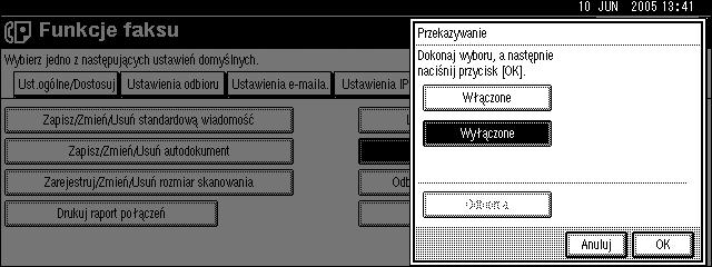 Ustawienia administratora Funkcjê tê moåna przypisaæ jednemu z przycisków skrótu. Patrz str. 201 Ustawienia ogólne/regulacja.