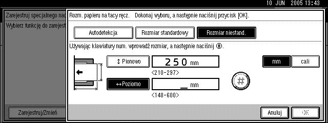 Ustawienia administratora F Wpisaæ szerokoãæ papieru za pomocà przycisków numerycznych, a nastêpnie nacisnàæ przycisk [#].