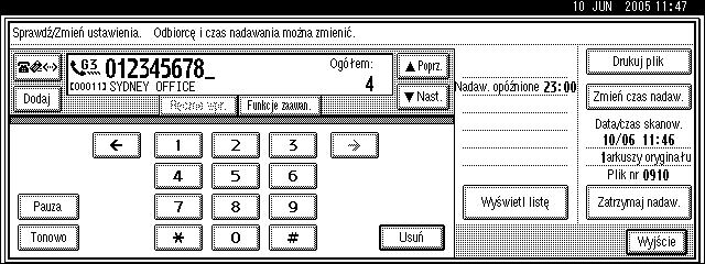 Sprawdzanie i kasowanie plików nadawania D Nacisnàæ przycisk [Zmieñ] dla odbiorcy przeznaczonego do usuniêcia.