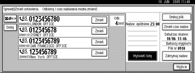 Sprawdzanie i kasowanie plików nadawania E Nacisnàæ przycisk [Zmieñ czas nadaw.].