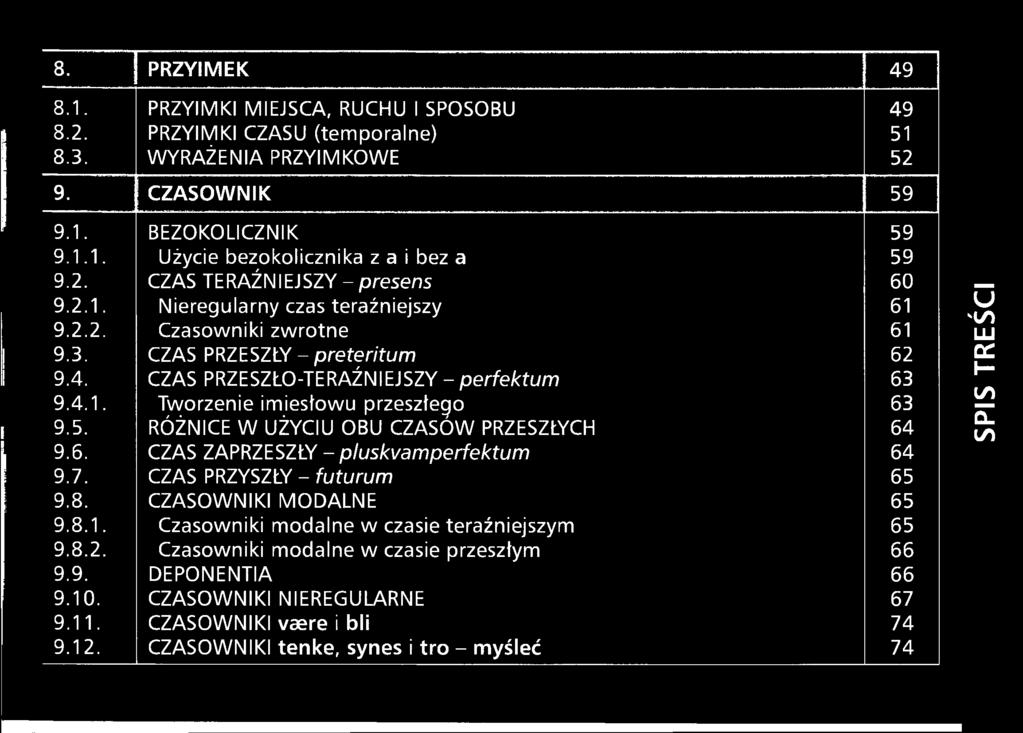 CZASOWNIKI MODALNE 65 9.8.1. Czasowniki modalne w czasie teraźniejszym 65 9.8.2. Czasowniki modalne w czasie przeszłym 66 9.9. DEPONENTIA 66 9.