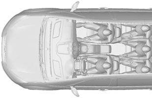 Ochrona pasażerów Poduszka powietrzna ochrony kolan kierowcy jest odpalana podczas zderzeń czołowych lub uderzeń pod kątem do 30 stopni od podłużnej osi pojazdu, z lewej lub prawej strony.