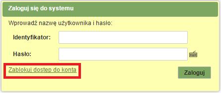 Rys. 98: Formularz logowania do programu SABA - HB Wyświetlony zostanie formularz umożliwiający zablokowanie dostępu do konta w systemie I-Bank (Rys. 102).