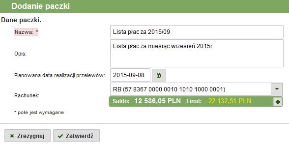 Rozwiązaniem tych problemów są paczki przelewów. Paczka może zawierać do 2000 przelewów.