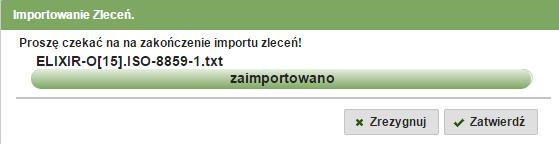 Po zakończeniu importu przelewów wyświetlony zostanie komunikat