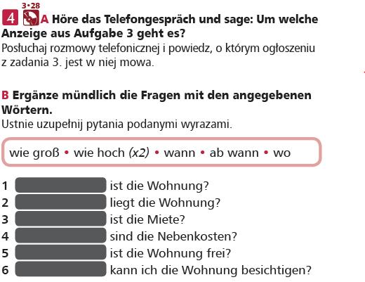 Przykłady zadań: Język niemiecki dla szkół ponadgimnazjalnych, Infos 1 Brückenkurs (podręcznik), str.