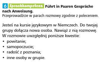 Przykład zadania: Język niemiecki dla szkół ponadgimnazjalnych, Infos 1 Brückenkurs (podręcznik), str.