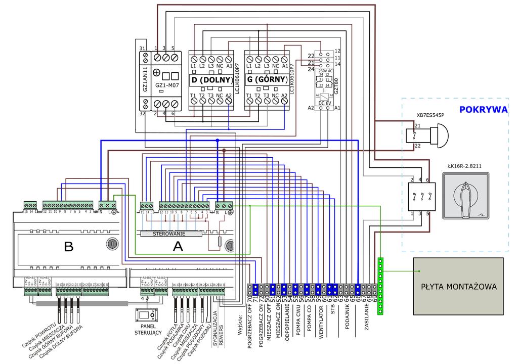 Rys. 17 Schemat połączeń elektrycznych z urządzeniami zewnętrznymi