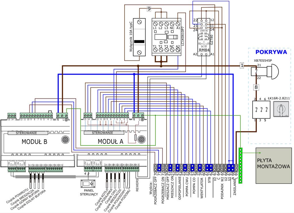 Rys. 19 Schemat połączeń elektrycznych z urządzeniami zewnętrznymi