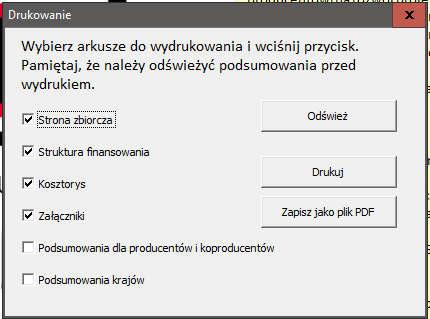 Po kliknięciu w przycisk: wyświetlone zostanie okno dialogowe, które pozwoli na wybór wymaganej opcji: Należy pamiętać, że po wprowadzeniu wszystkich danych w kosztorysie, a przed zapisaniem jego