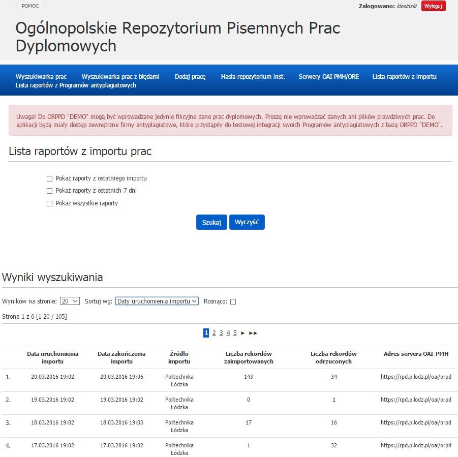 Oddział Systemów Informatycznych BPŁ Testy