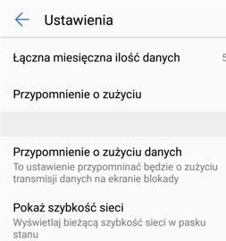 Menedżer telefonu Zarządzanie transmisją danych Menedżer telefonu jest wyposażony w mechanizm zarządzania transmisją danych, pozwalający monitorować ilość przesyłanych danych, by uniknąć