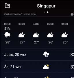 Zarządzaj miastami, dodaj widżet na ekranie głównym Ostatnia aktualizacja Możliwość deszczu Narzędzia Dodawanie i usuwanie miast Wybierając kilka miast w aplikacji Pogoda, można monitorować pogodę w