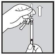 NIE dotykać tego miejsca przed wstrzyknięciem. 4) Przygotowanie dawki Uchwycić strzykawkę w pozycji igłą do góry.