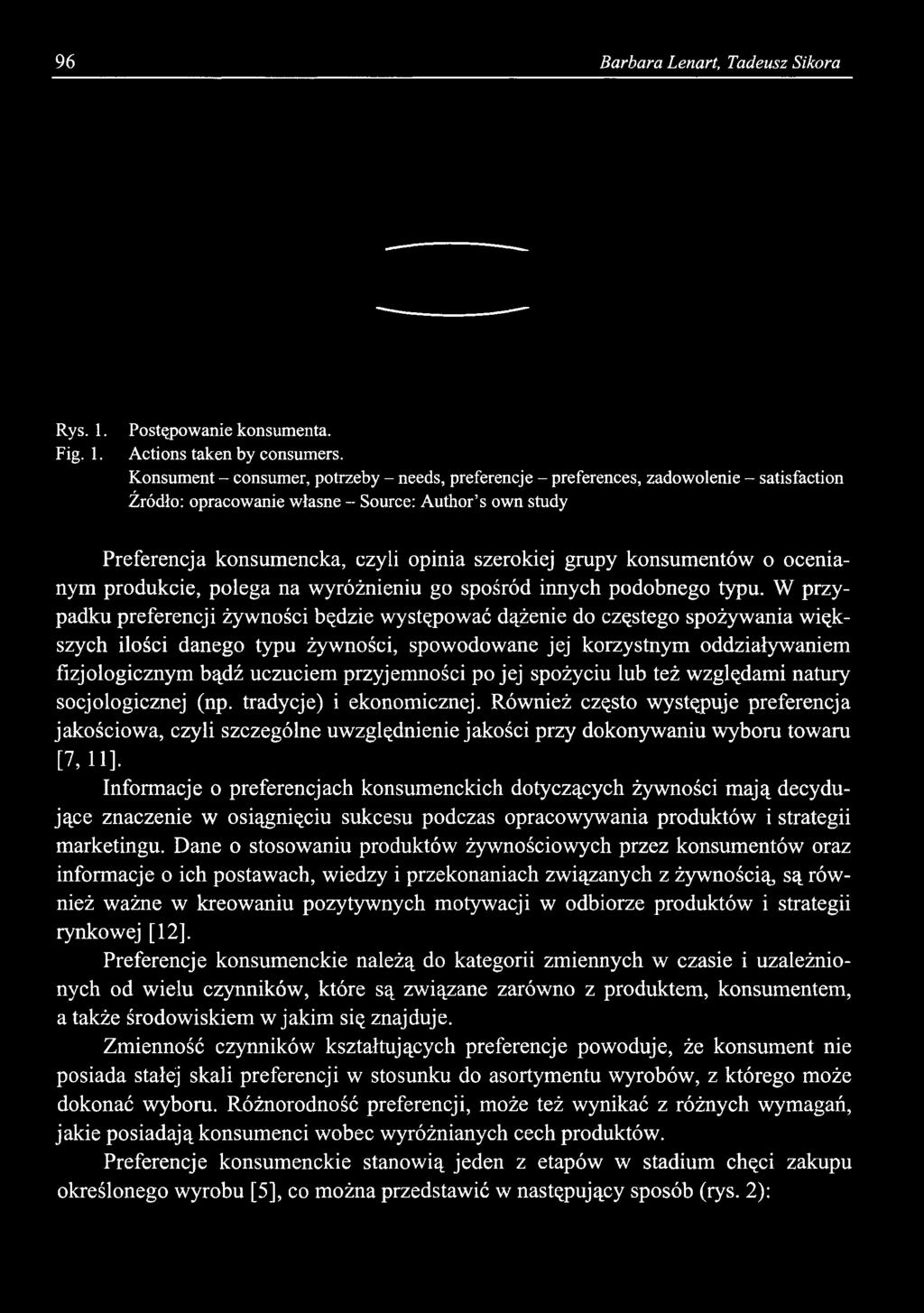 96 Barbara Lenart, Tadeusz Sikora Rys. 1. Fig. 1. Postępowanie konsumenta. Actions taken by consumers.