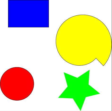 INKSCAPE 1 Zadanie 1 (Ctrl + shift + c konwersja kształtu na scieżkę) Narysuj kształty: Usuń cały prostokąt i połowę gwiazdy Zadanie 2 Narysuj prostokąt o wymiarach: 40x20pikseli (wysokość,