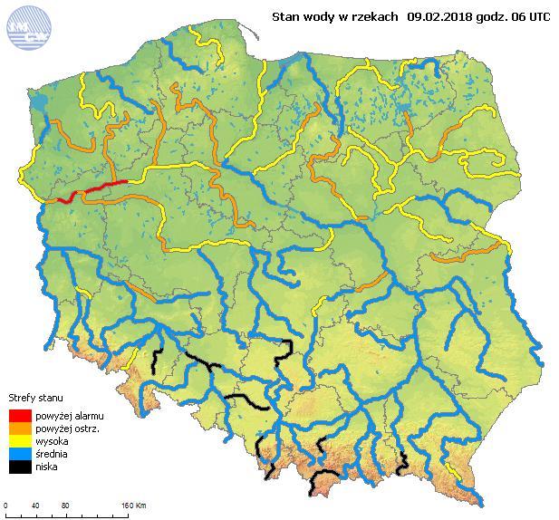 3. OCENA AKTUALNEJ I PROGNOZOWANEJ SYTUACJI HYDROLOGICZNEJ Ryc. 1. Stan wody w rzekach w Polsce Ryc. 2.