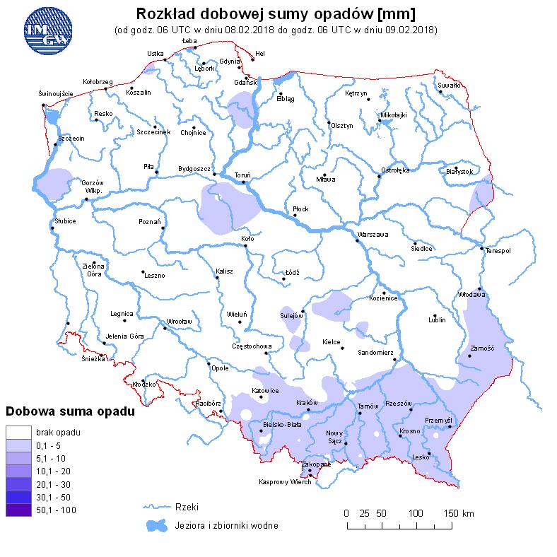 Ryc. 3. Rozkład dobowej sumy opadów Oznaczenia:.01 grubość pokrywy śnieżnej poniżej 0,5 cm;.