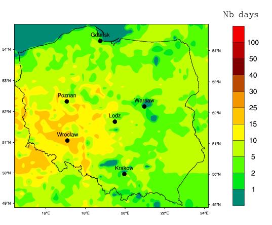 Całkowita wielkość obszarów przekroczeń poziomu celu długoterminowego dla strefy wielkopolskiej wynosi ok. 29 826 km 2.