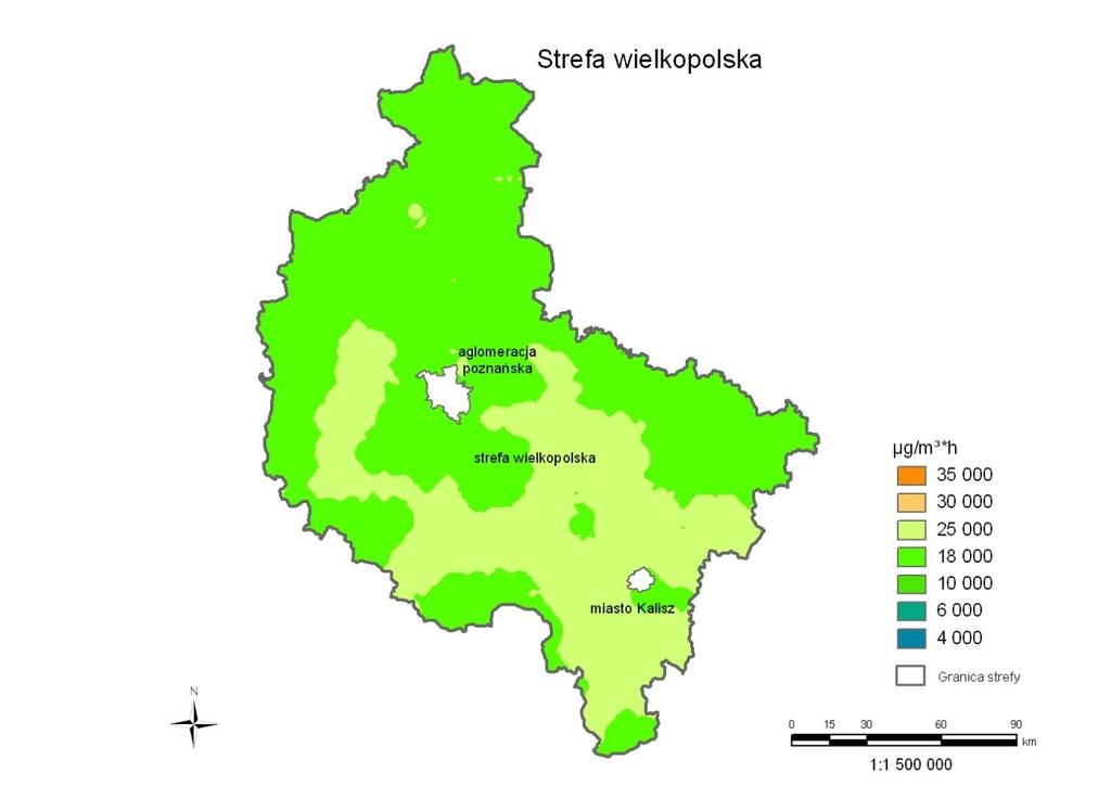 Program ochrony powietrza dla strefy wielkopolskiej ze względu na ozon 90 Rysunek 22.