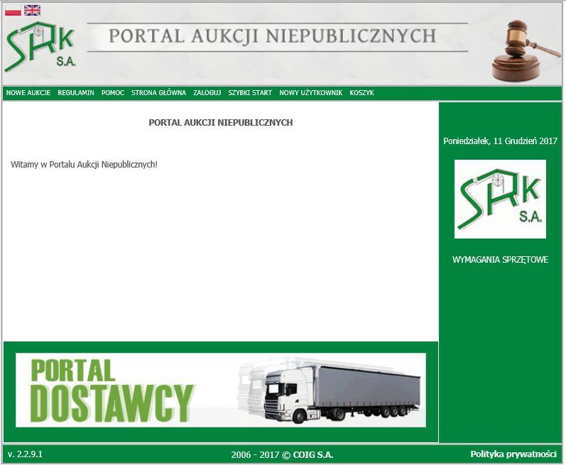 Opis postępowania dla uczestników aukcji Aby przystąpić do aukcji elektronicznej, należy wejść na