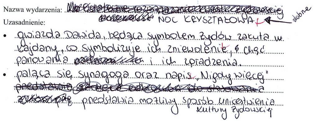 28 Sprawozdanie z egzaminu maturalnego 2017 Przykład 2. Powyższe rodzaje błędów w identyfikacji wydarzenia były najczęściej spotykanymi w odpowiedziach zdających.