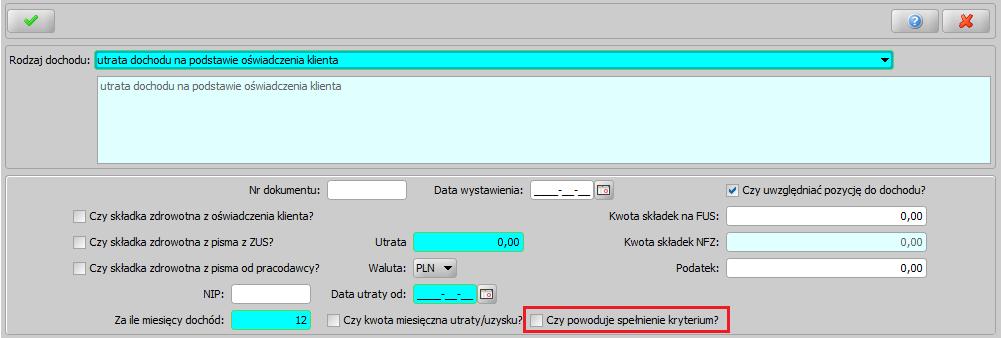 Udostępnienie na wnioskach o świadczenie wychowawcze opcji Czy powoduje spełnienie kryterium dla wszystkich rodzajów dochodów utraconych: Opcję należy zaznaczyć, jeżeli utrata dochodu spowodowała