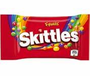 Skittles Fruits 38 g Intensywne wsparcie w TV Różnorodne produkty i atrakcyjne smaki Juicy Fruit Original 20 opakowań á 5 listków Marka komunikująca zabawę i