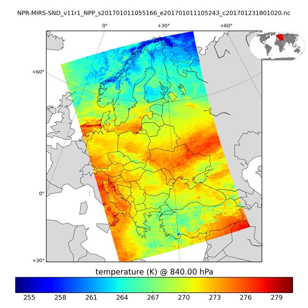 SNPP ATMS Pionowe profile temperatury i temperatury punktu rosy