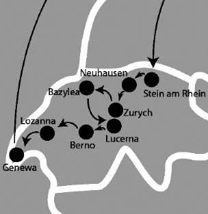 Zobaczymy tu zabytkowe mury, bramy miejskie oraz domy z pięknymi freskami. Przejazd do Neuhausen, gdzie znajduje się największy w Europie wodospad Rheinfall. Podziwianie wodospadu z tarasu widokowego.