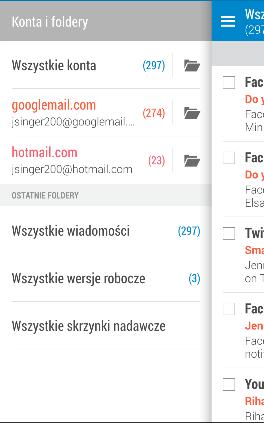 172 E-mail E-mail Poczta Sprawdzanie poczty Aplikacja Poczta to miejsce, gdzie można czytać, wysyłać i organizować wiadomości e-mail z jednego lub kilku kont e-mail skonfigurowanych w telefonie HTC