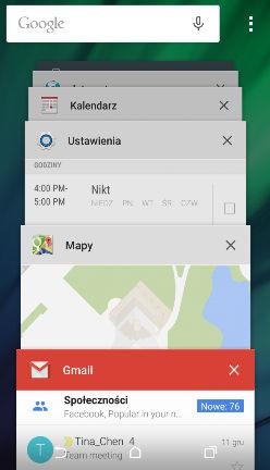 38 Pierwszy tydzień korzystania z nowego telefonu Przełączanie się pomiędzy ostatnio otwartymi aplikacjami W przypadku wykonywania wielu czynności jednocześnie i korzystania z różnych aplikacji w