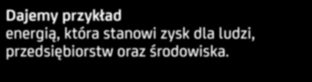 Dajemy przykład energią, która stanowi zysk dla ludzi, przedsiębiorstw oraz środowiska. Wytwarzamy prąd, parę, ciepło oraz tworzymy więzi.