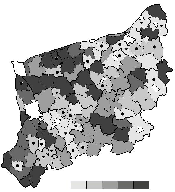 Libraries and branches per 1000 citizens in rural and urban-rural communes of Zachodniopomrskie bez zmian/no change spadek/decrease na pozostałych obszarach wzrost/ increase in all other areas 0,2