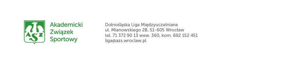 Futsal mężczyzn wyniki 2017/2018 1 kolejka 3 grudnia 2017 r. EKSTRALIGA Lp. Godz. Mecz Wyniki 1. 9:00 AWF Wrocław - WSH Wrocław x 2. 10:00 PWR Wrocław - PWSZ Legnica 4:2 (2:0) 3.