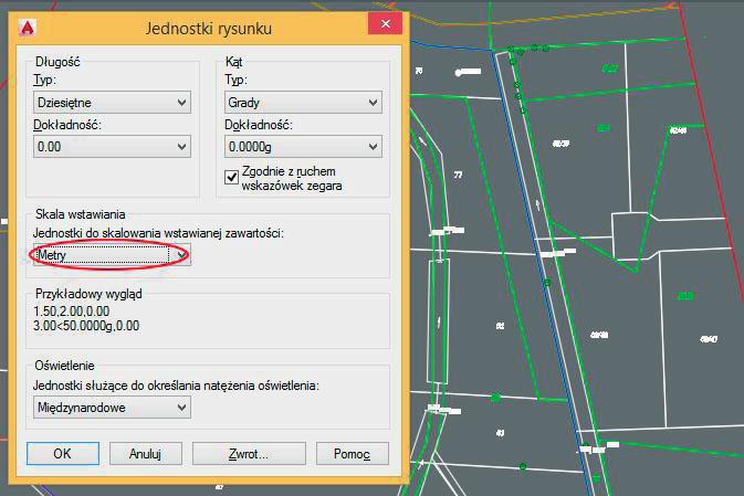 46 w pewnych przypadkach projektowanie na mapie zasadniczej. W zdecydowanej większości powiatów mapę zasadniczą można pozyskać w formie wektorowej (CAD).