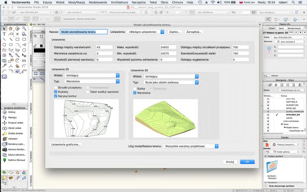 3d. MacroBIM - konceptualizacja (3D) Model terenu import pliku