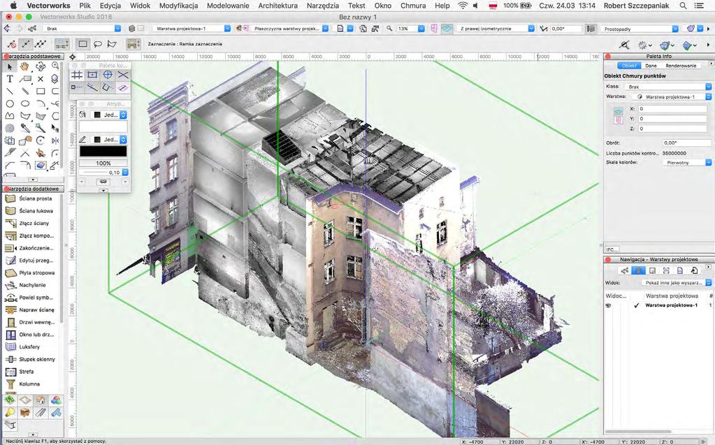 3e. MacroBIM - konceptualizacja (3D) Chmura punktów - referencja dla modelowania