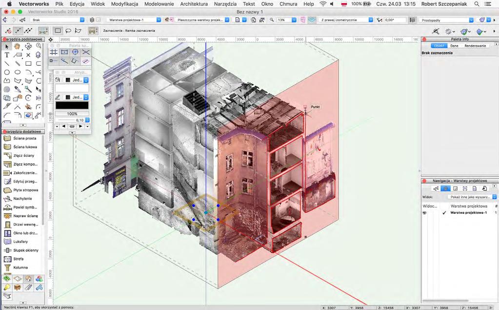 3e. MacroBIM - konceptualizacja (3D) Chmura punktów - referencja dla modelowania