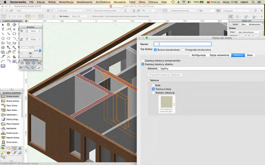 7b. BIM - faza projektowa (3D) Obiekty budowlane - geometria definicja przegród i elementów: prosta zamiana